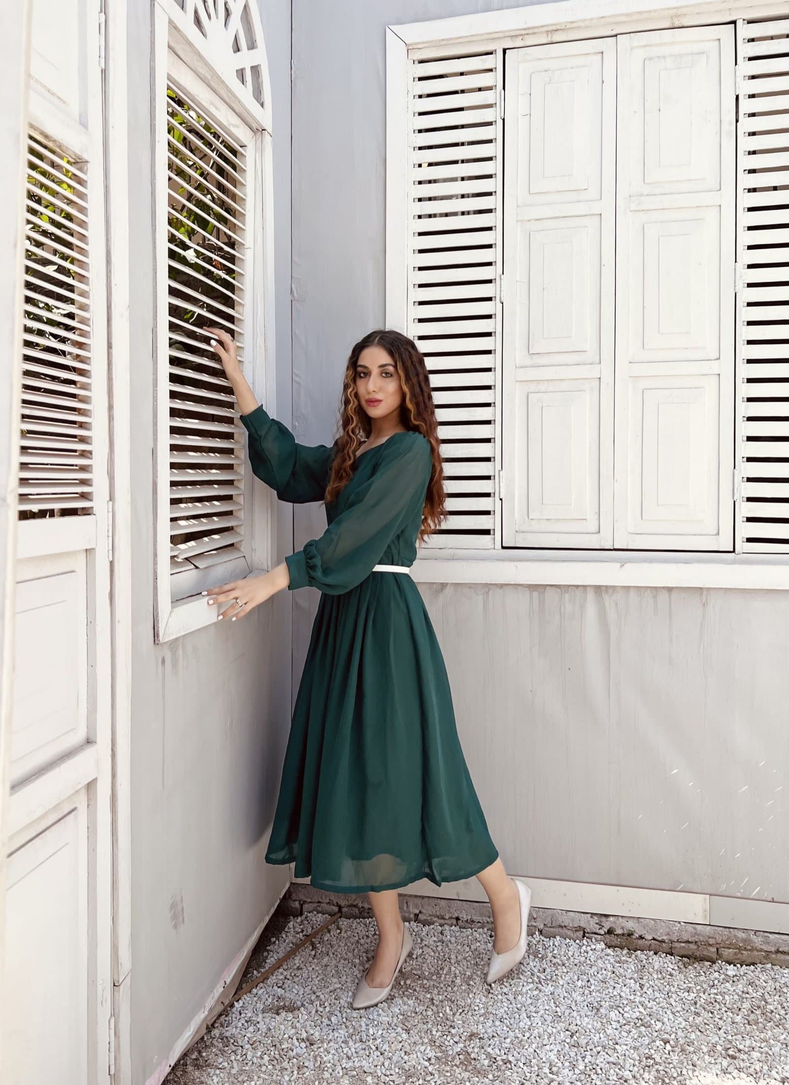 Emerald Green Pleated Maxi – image 3