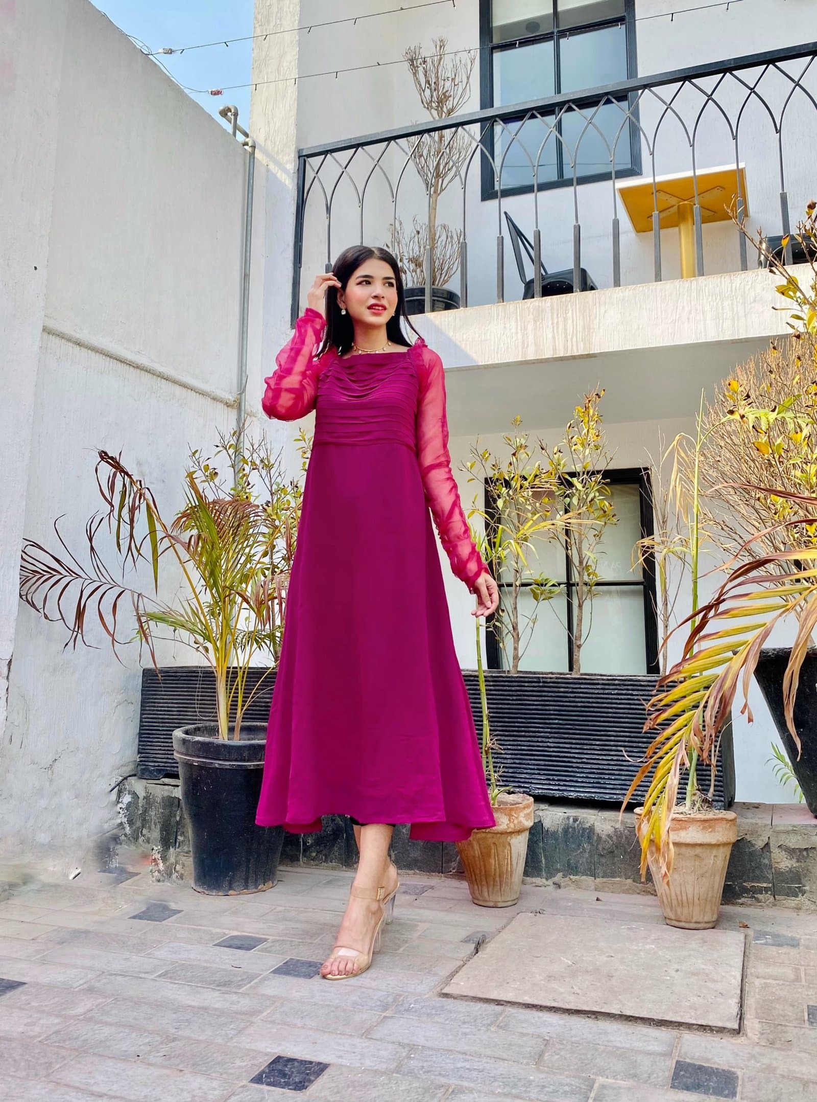 Magenta Purple Plain Maxi