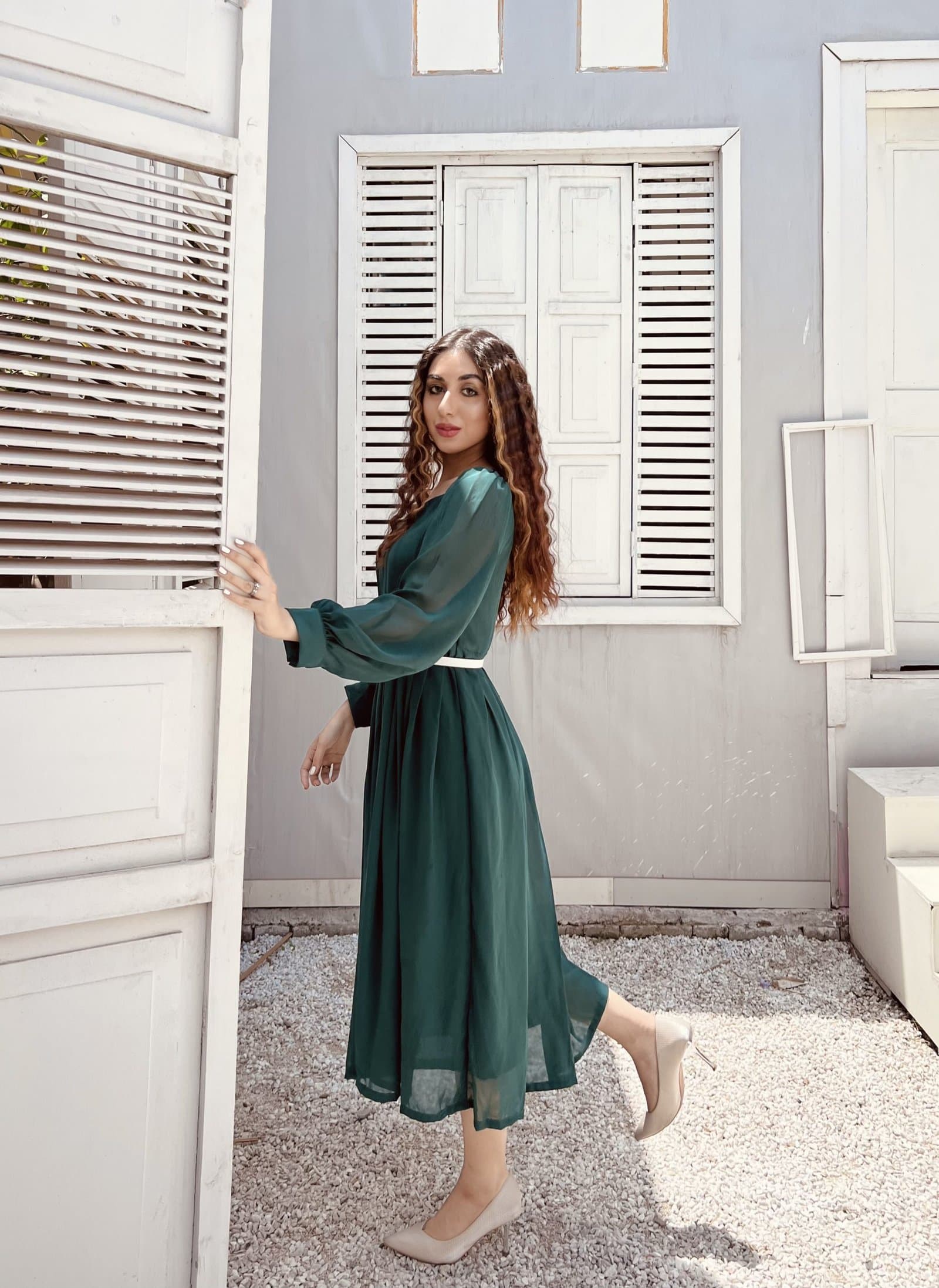 Emerald Green Pleated Maxi – image 5