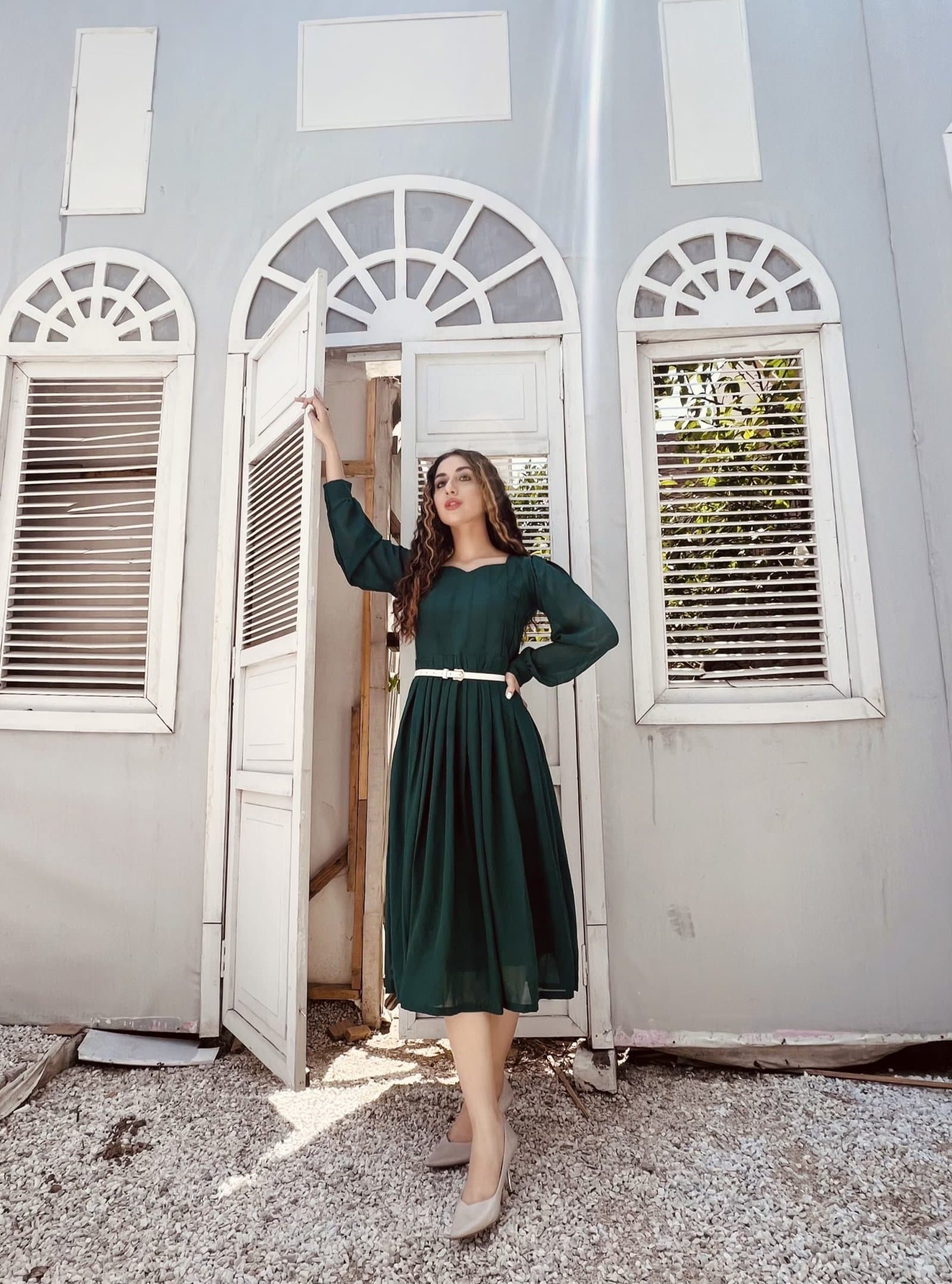 Emerald Green Pleated Maxi