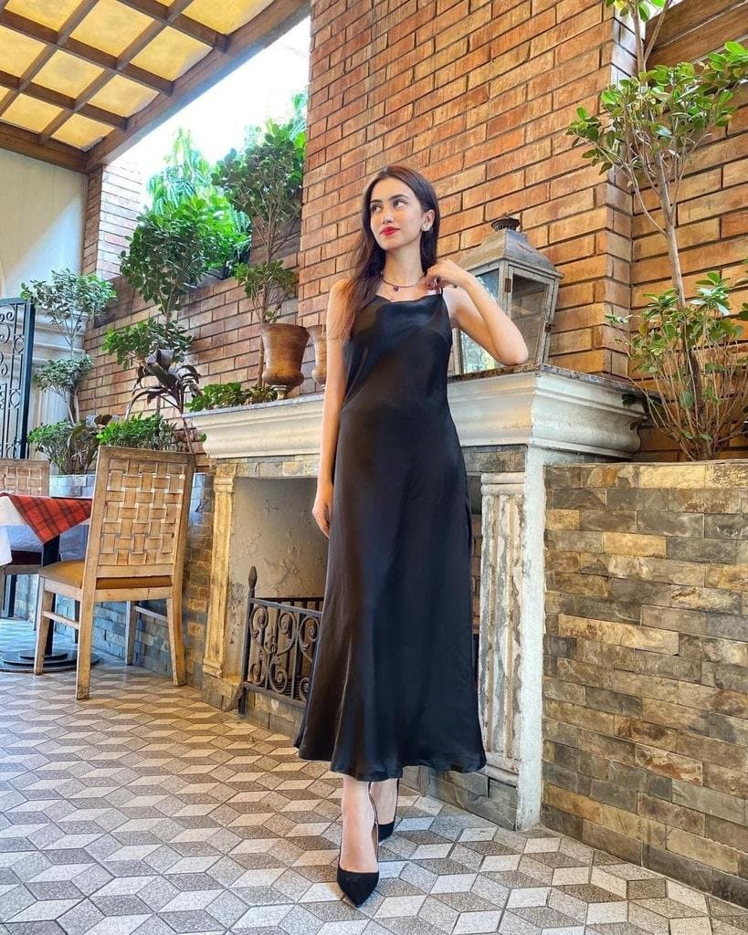 Garnet Black Silk Slip Dress – image 3