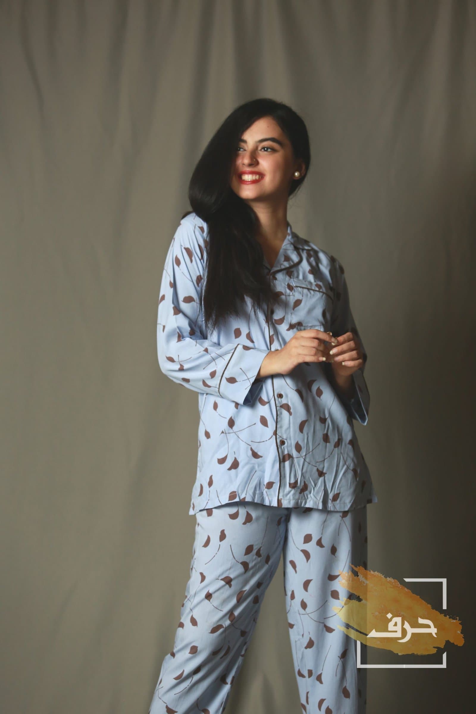 Blue Autumn Leaves Sleepwear – image 3