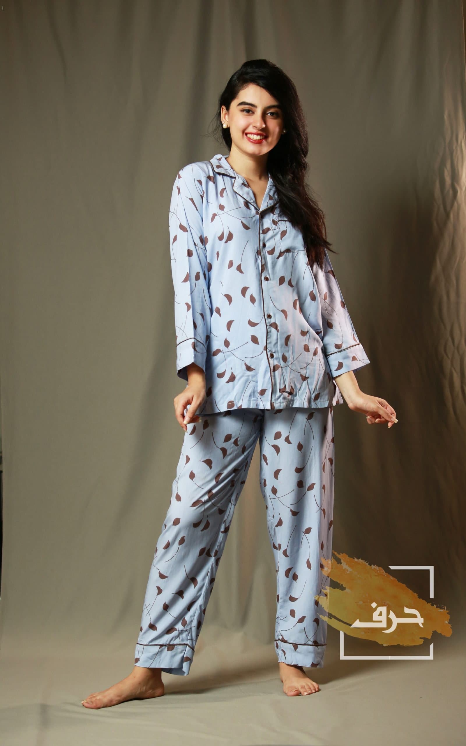 Blue Autumn Leaves Sleepwear