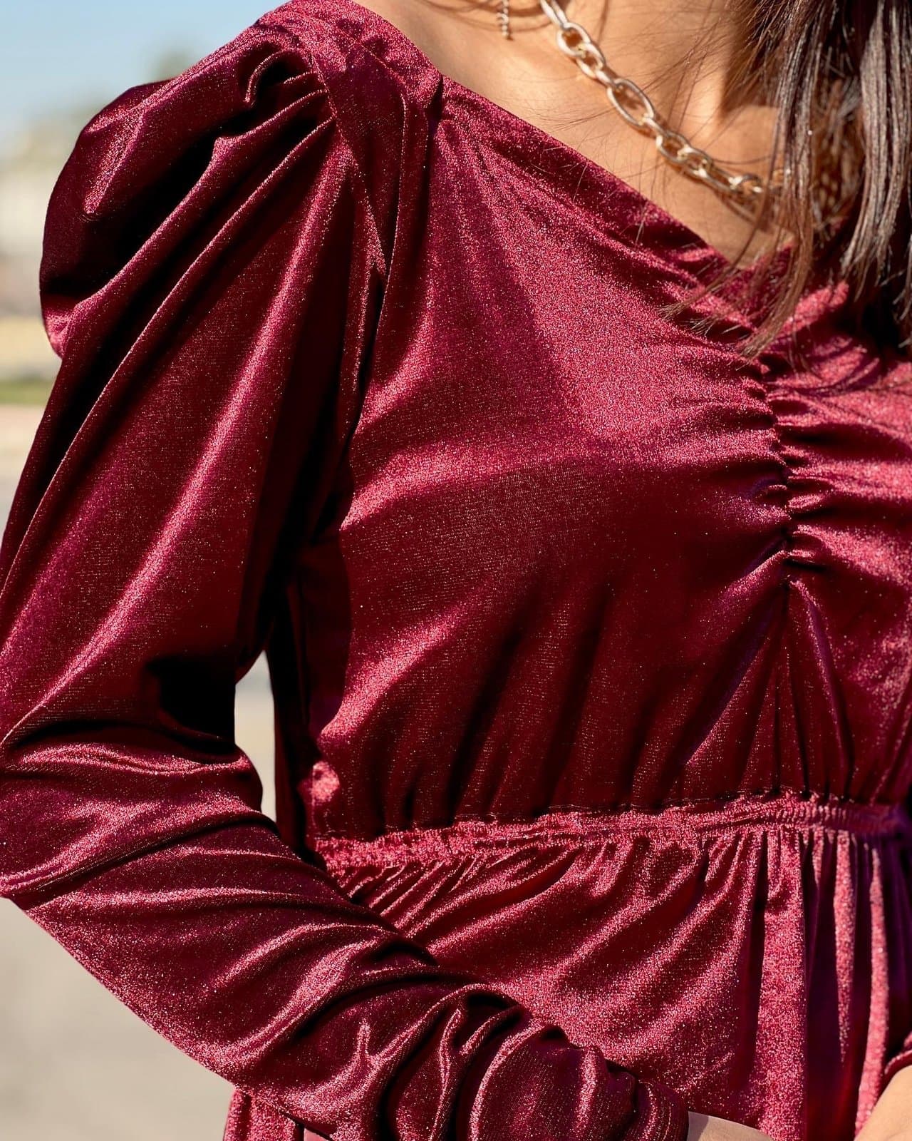 Chantel Maroon Velvet Dress – image 6