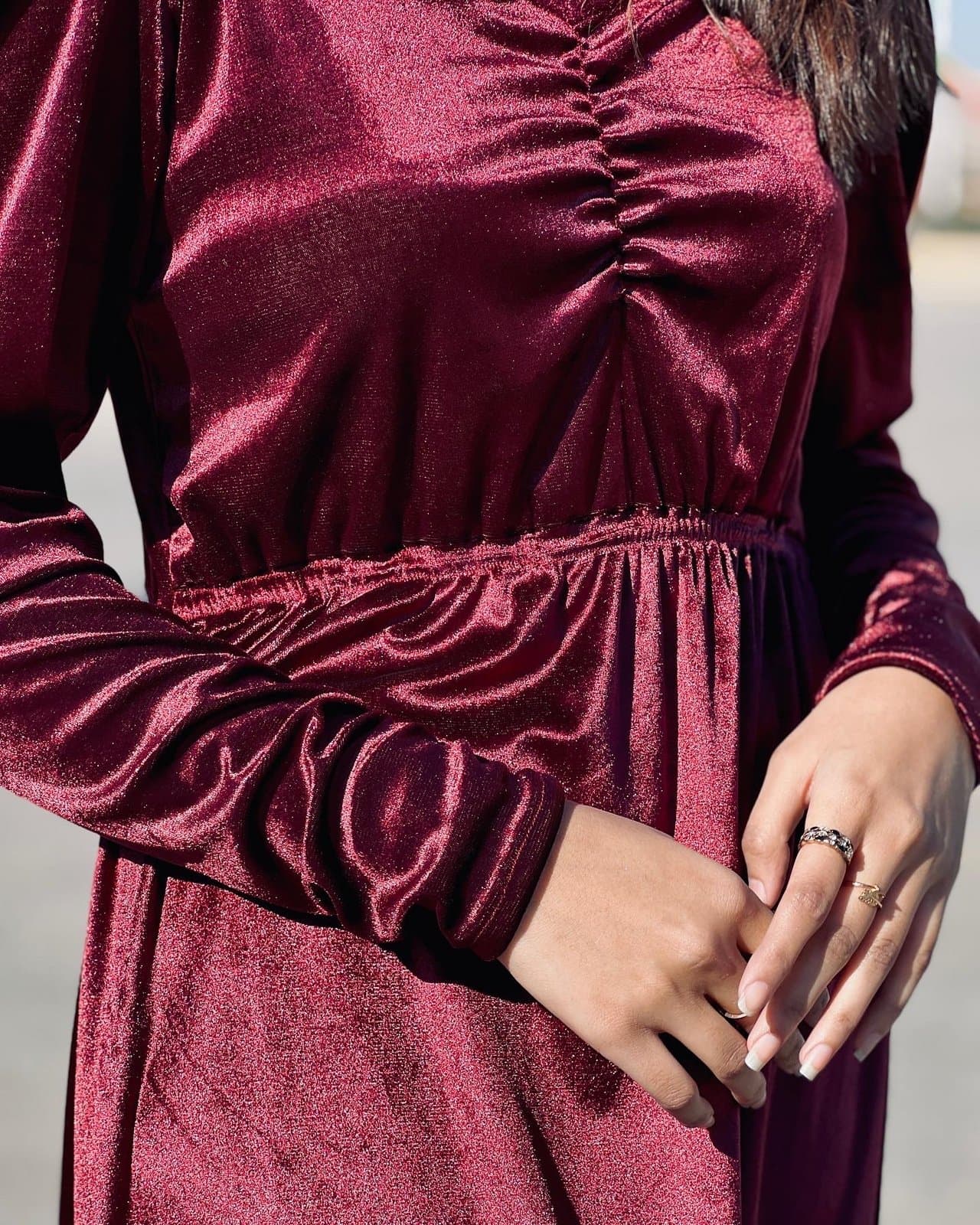 Chantel Maroon Velvet Dress – image 4