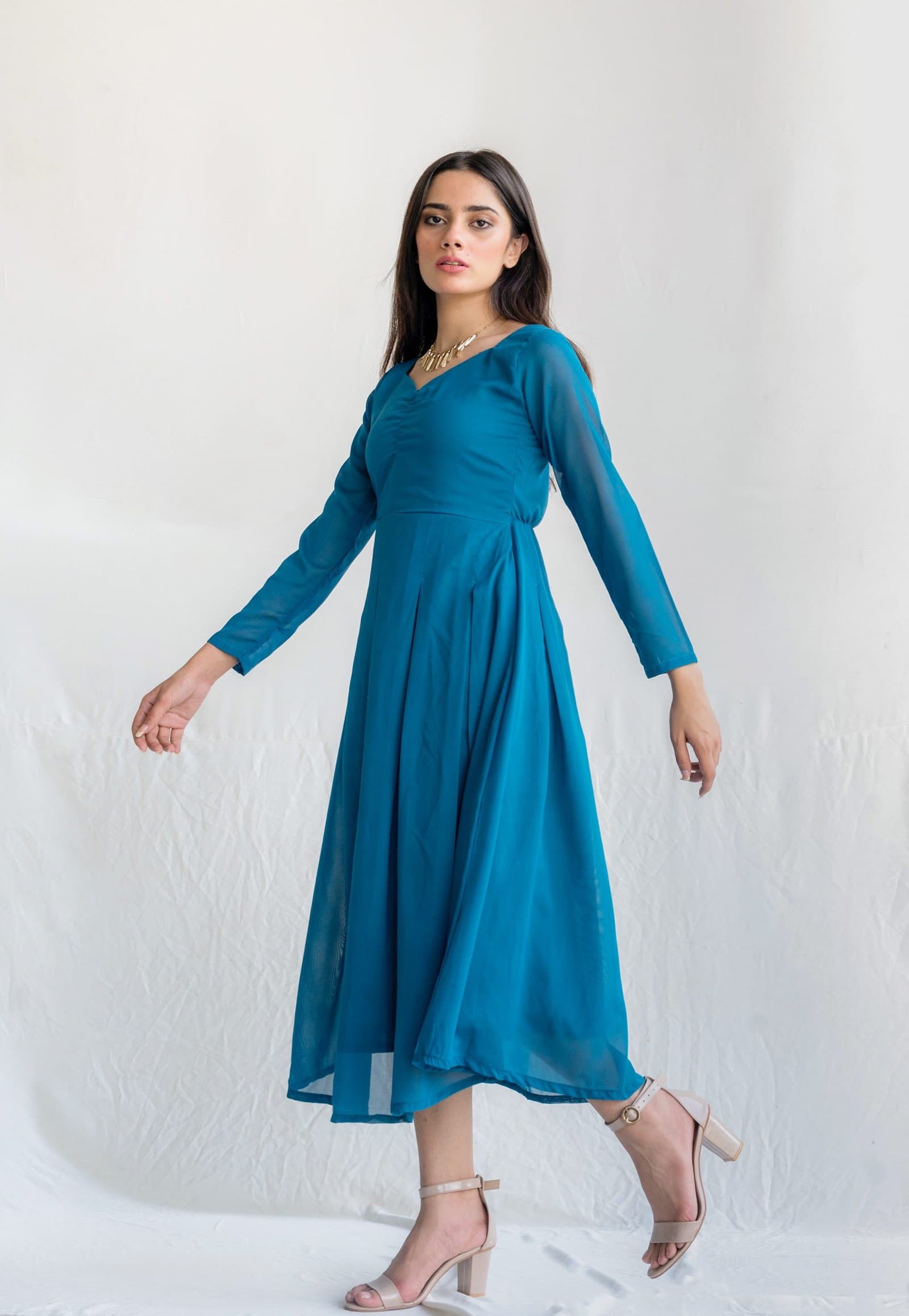 Serene Teal Blue Dress – image 3