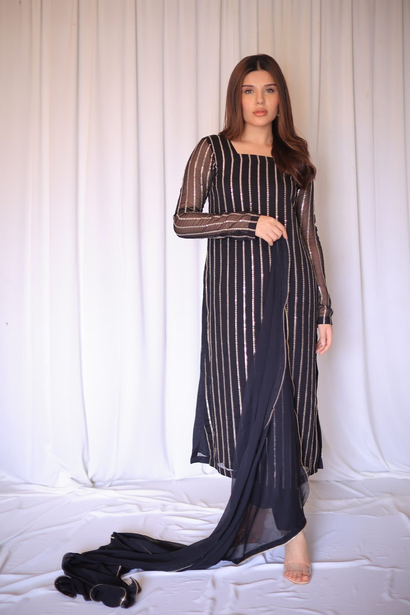 Chandni Black Dress (Three Piece)