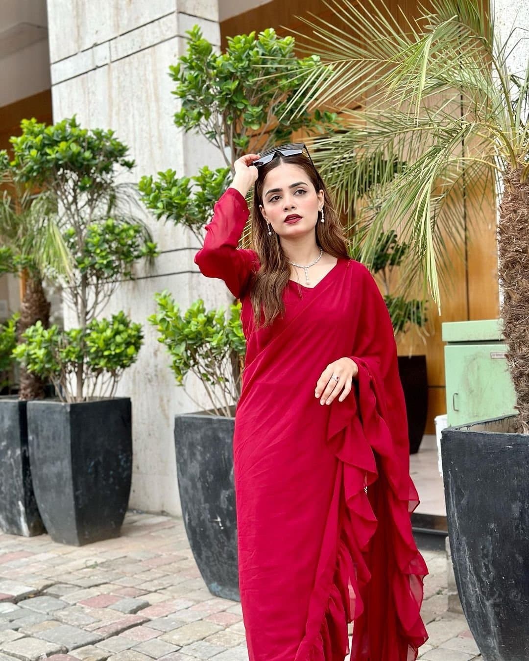 Ruby Charm Chiffon Saree – image 3