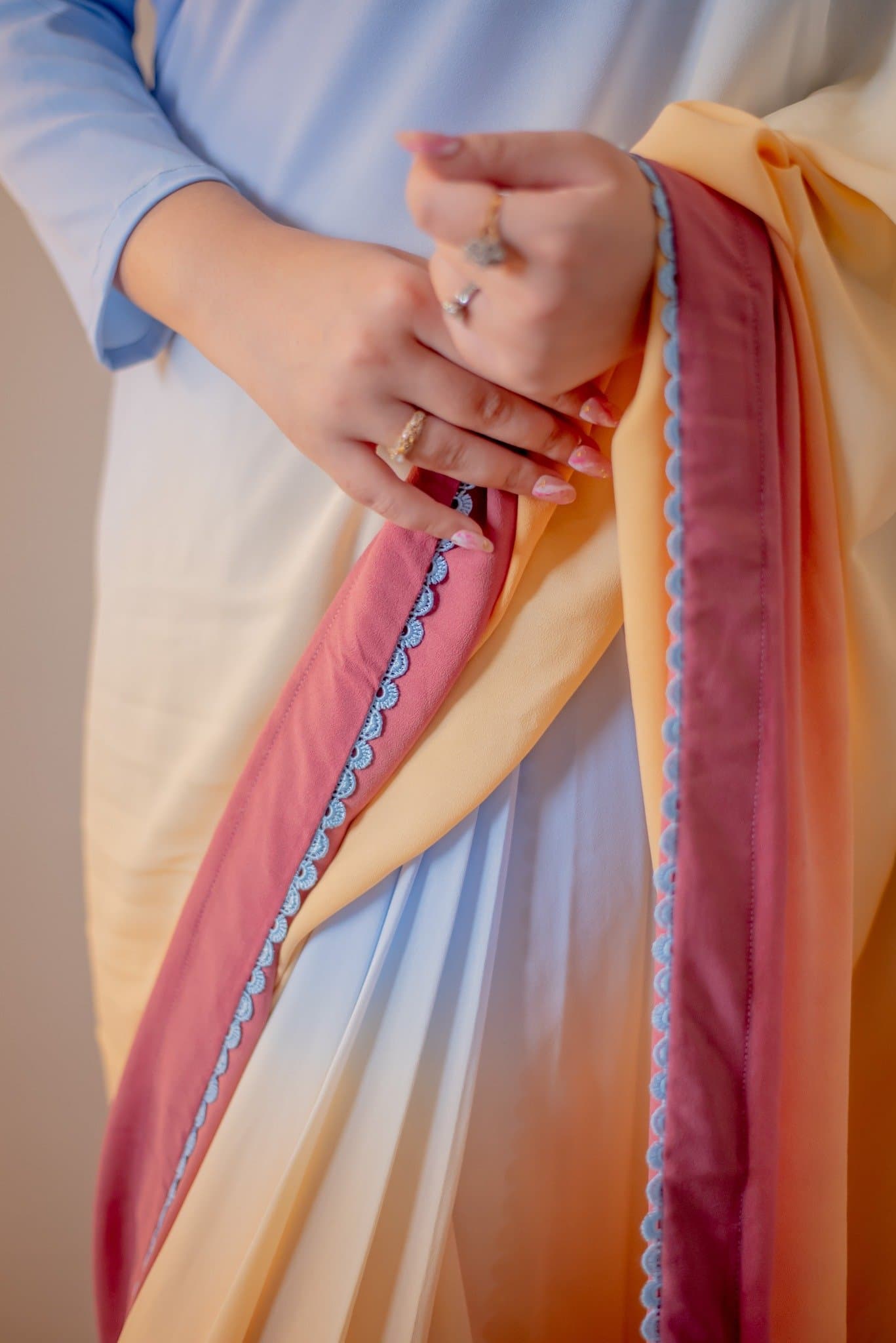 Tye and Dye Multi Colored Saree – image 4