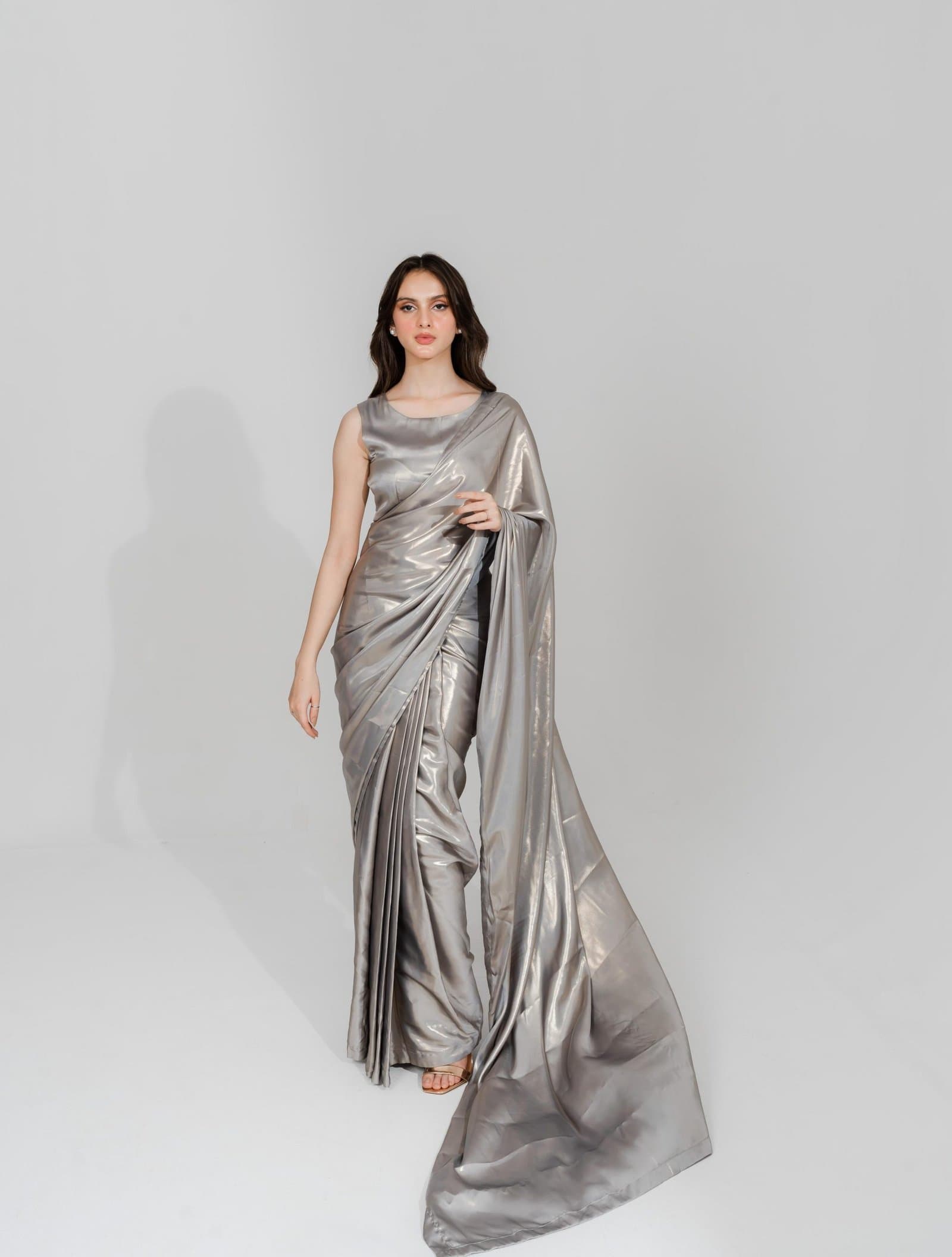 Stardust Silver Silk Saree
