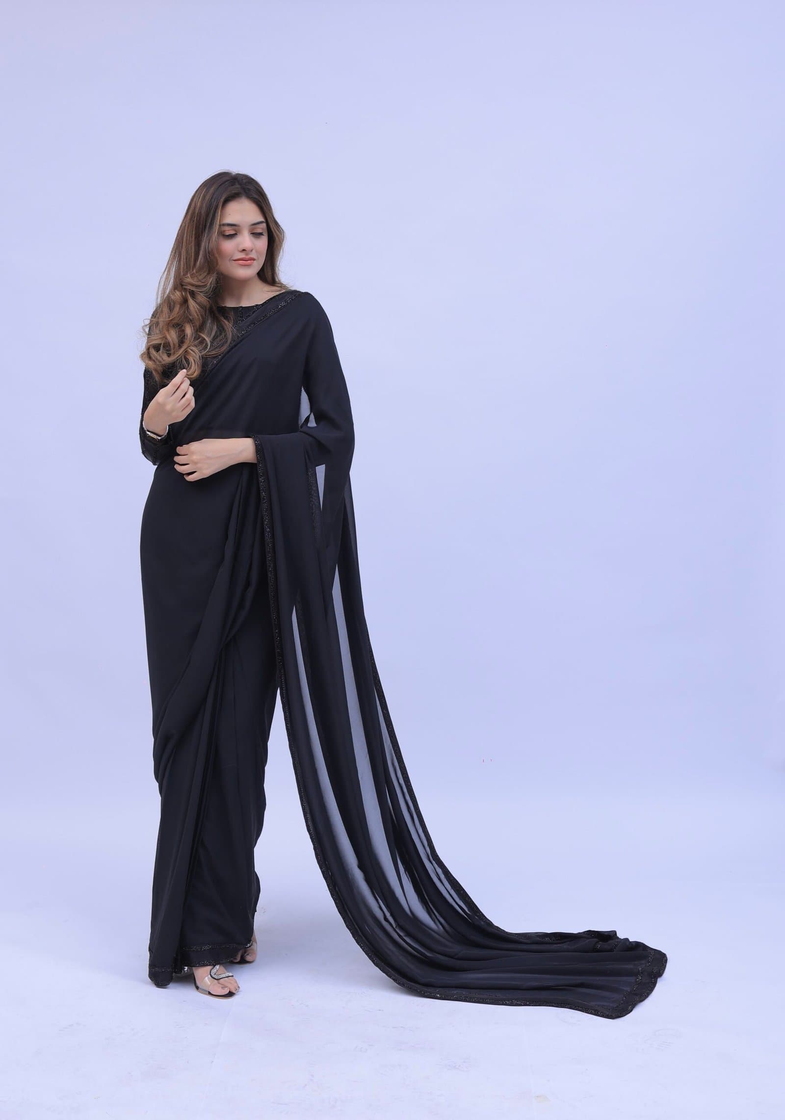 Charcoal Charm Chiffon Saree