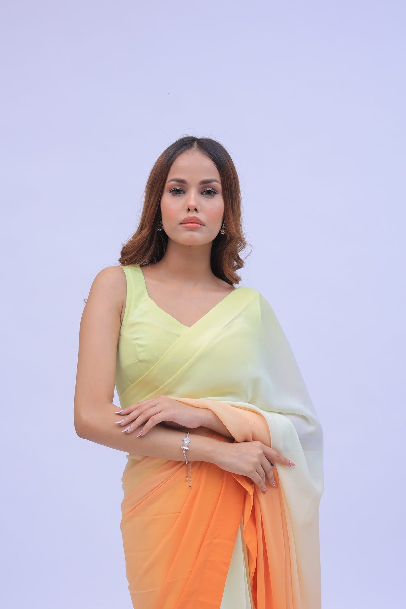 Sunset Hues Chiffon Saree – image 3
