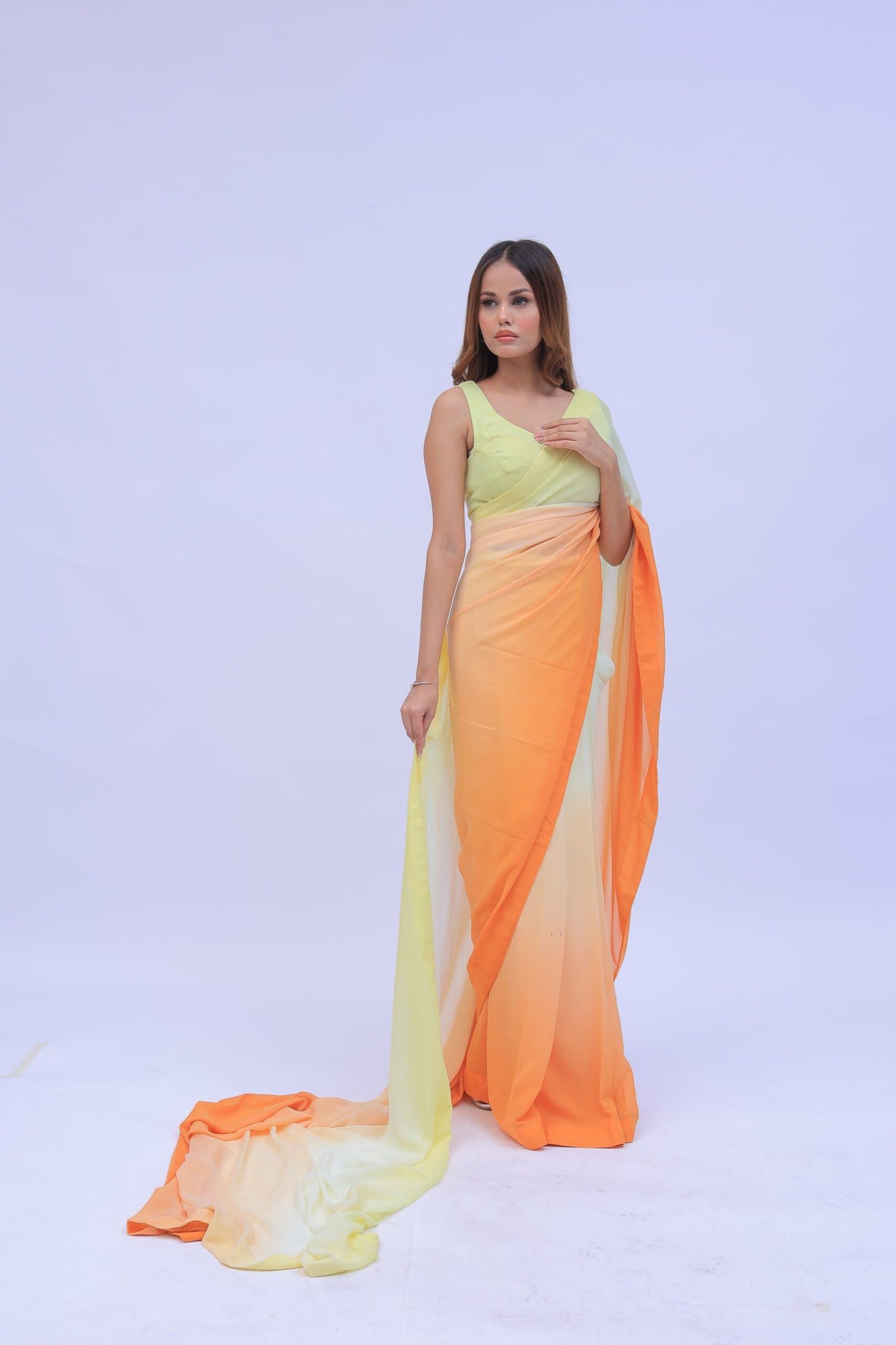 Sunset Hues Chiffon Saree – image 4