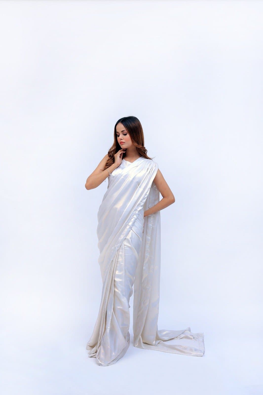 Stardust White Silk Saree – image 4