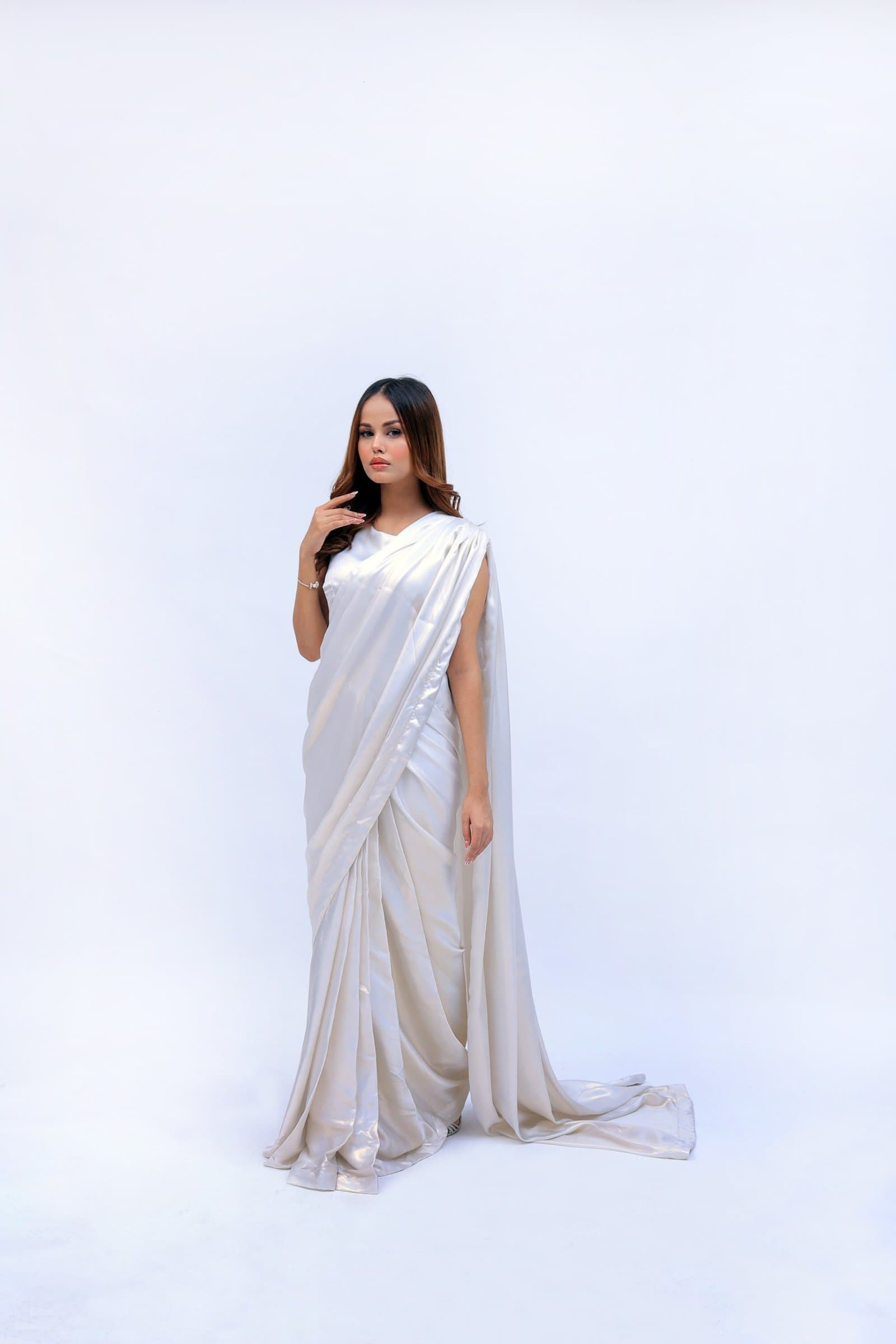 Stardust White Silk Saree – image 3