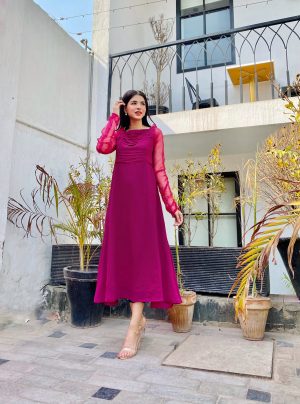 Magenta Purple Plain Maxi