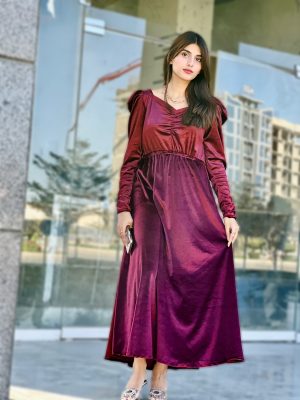 Chantel Maroon Velvet Dress
