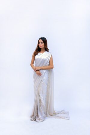 Stardust White Silk Saree