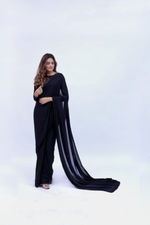 Charcoal Charm Chiffon Saree